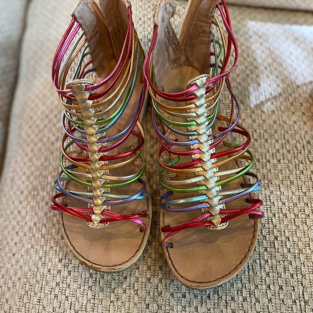 Rainbow & Gold Gladiator Sandals